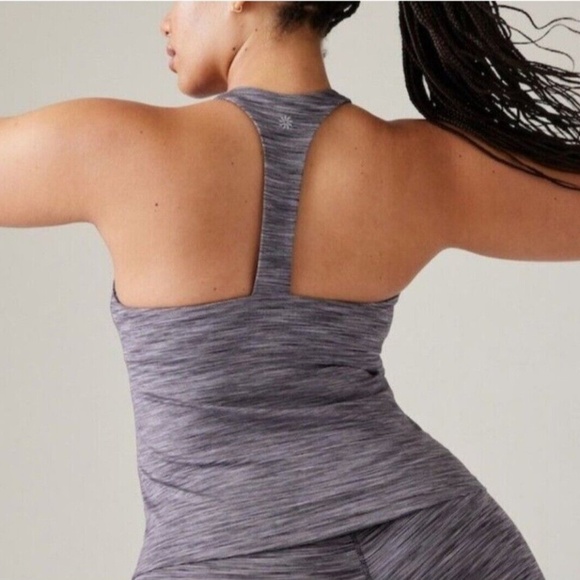 Athleta Tops - Athleta Top Transcend Scoop Support Top Built in Bra Gray Purple